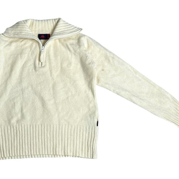 Robe de Kappa Wool High Neck Zip Cream Off-White Sweater Medium - Picture 3 of 5